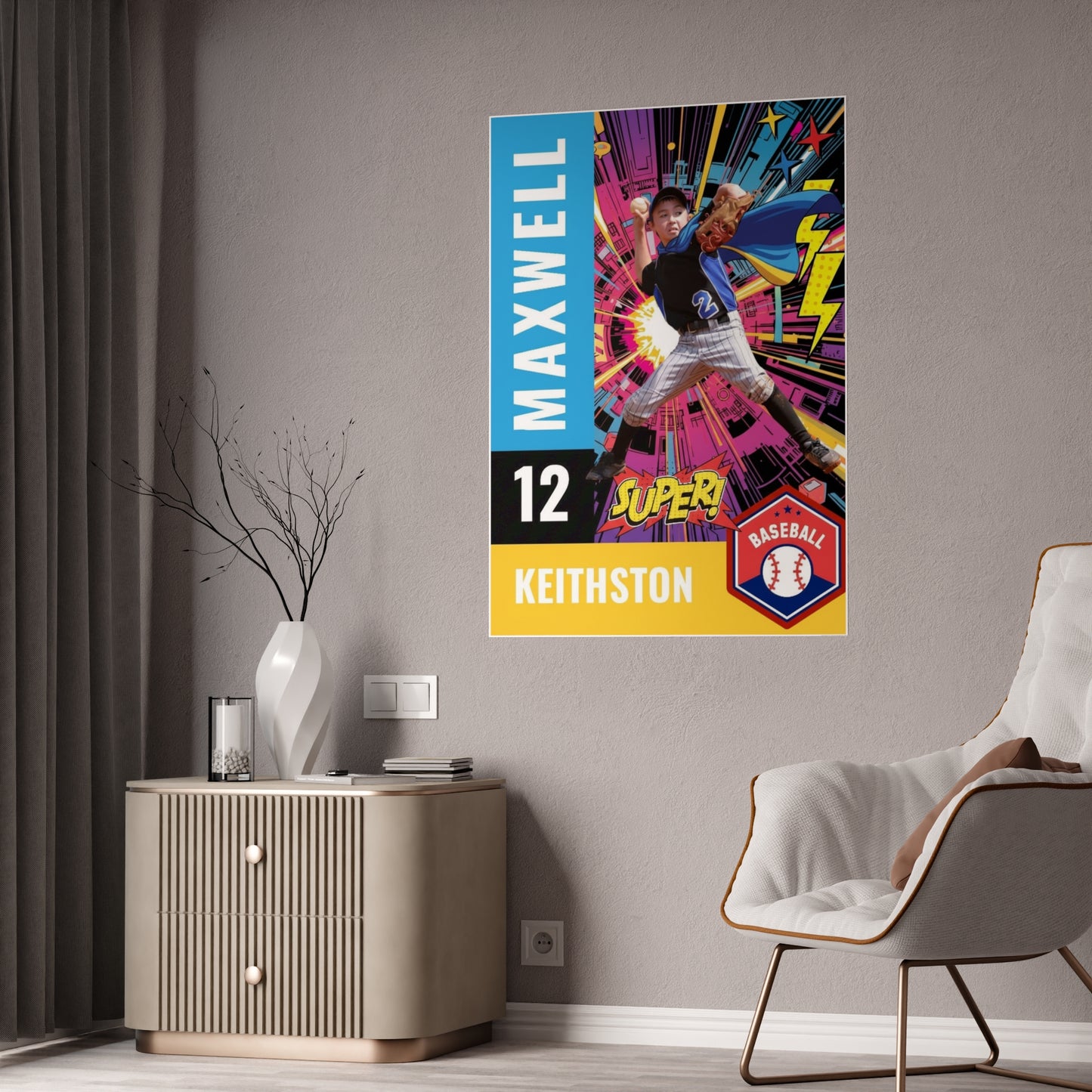 Personalized Iron Vortex Superhero Baseball Poster