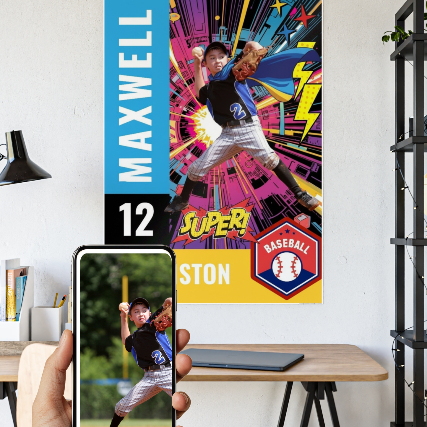 Personalized Iron Vortex Superhero Baseball Poster