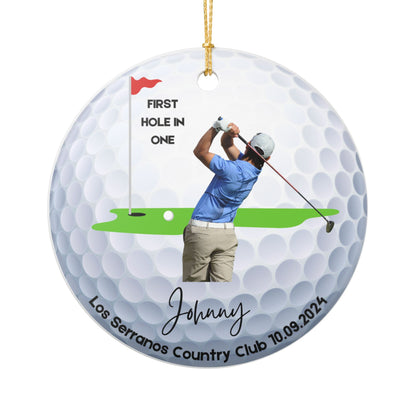 Ceramic Ornament - Personalized Golf First Hole in One Decoration