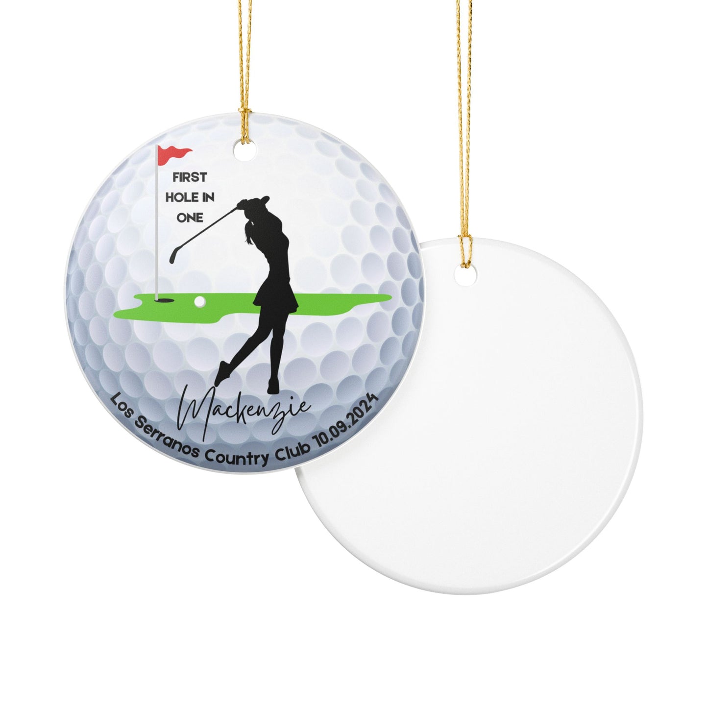 Ceramic Ornament - Personalized Golf First Hole in One Decoration