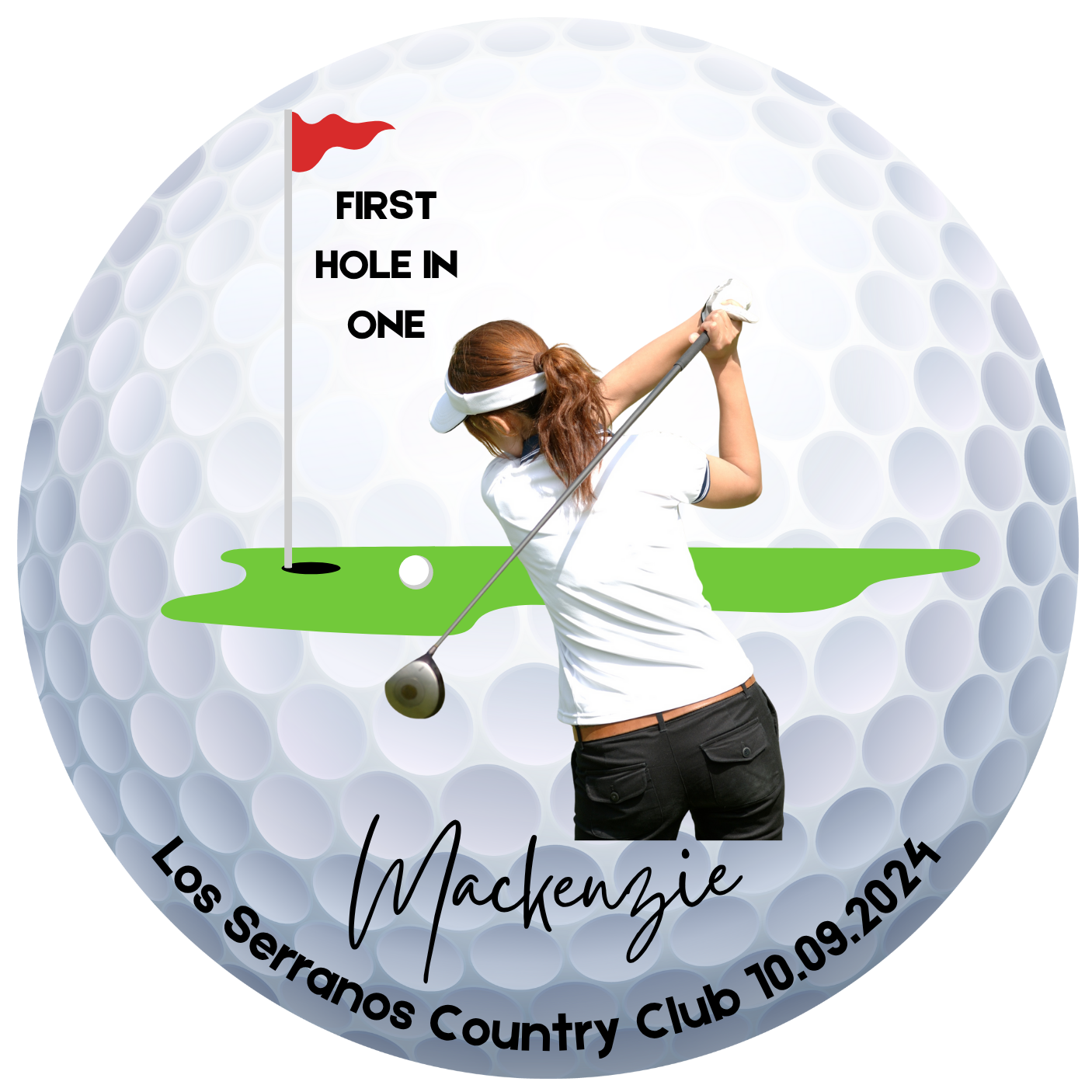 Ceramic Ornament - Personalized Golf First Hole in One Decoration