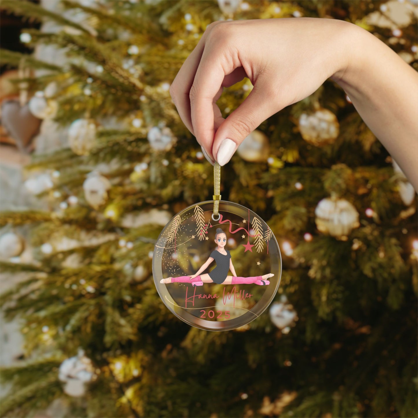 Gymnastic Animation Glass Ornament - Personalized Christmas Decoration