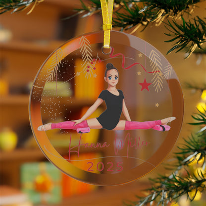 Gymnastic Animation Glass Ornament - Personalized Christmas Decoration