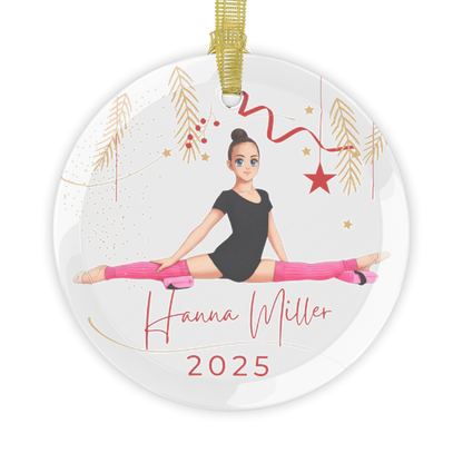 Gymnastic Animation Glass Ornament - Personalized Christmas Decoration