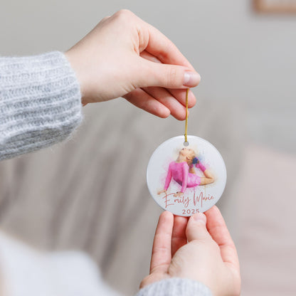 Personalized Ceramic Ornament, Gymnastics Holiday Decoration