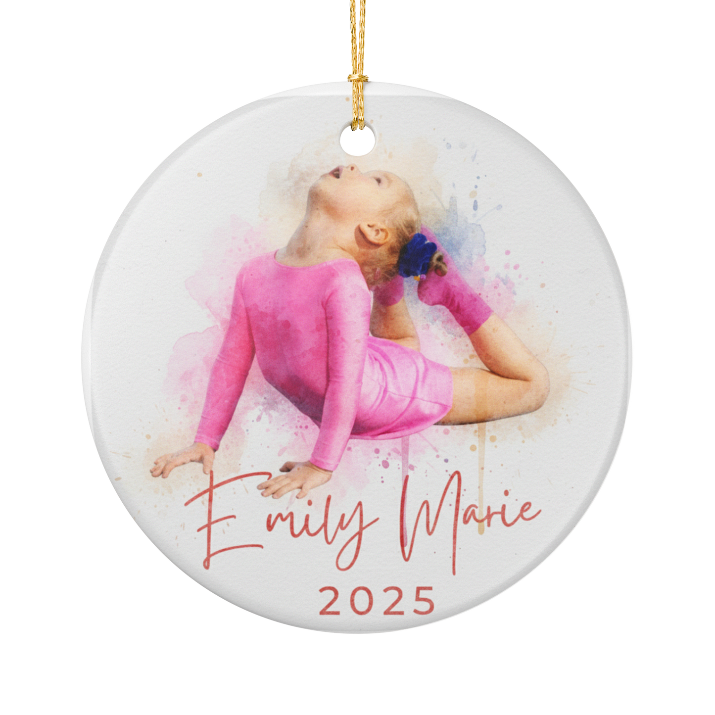 Personalized Ceramic Ornament, Gymnastics Holiday Decoration