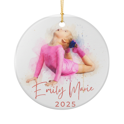 Personalized Ceramic Ornament, Gymnastics Holiday Decoration