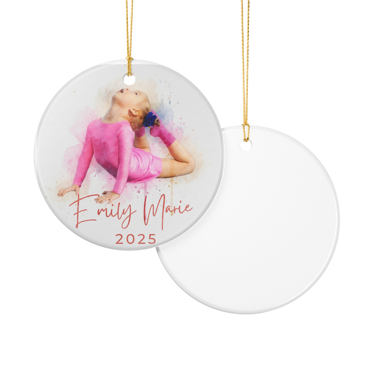 Personalized Ceramic Ornament, Gymnastics Holiday Decoration