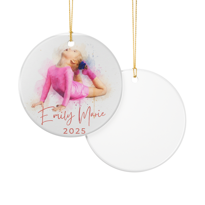 Personalized Ceramic Ornament, Gymnastics Holiday Decoration
