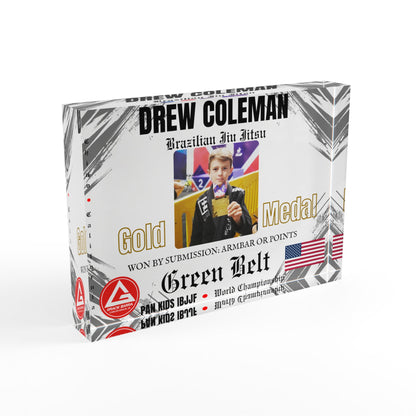 Personalized Photo Block - Kids Martial Art - BJJ - Judo Tournament Keepsake - White