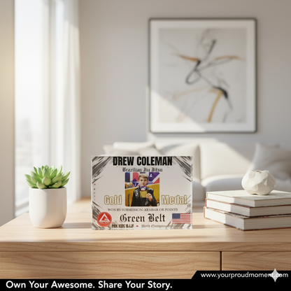 Personalized Photo Block - Kids Martial Art - BJJ - Judo Tournament Keepsake - White