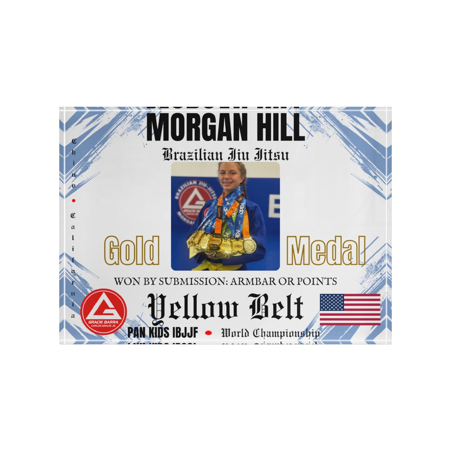 Personalized Photo Block - Kids Martial Art - BJJ - Judo Tournament Keepsake - White Blue