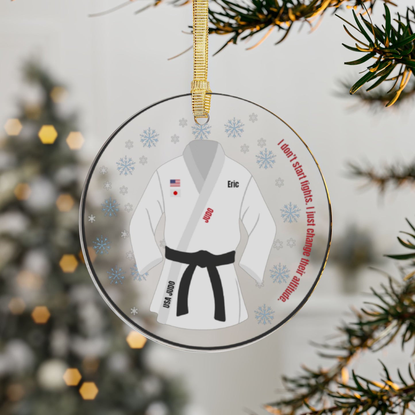 Personalized Judo/BJJ Christmas Ornaments - Acrylic