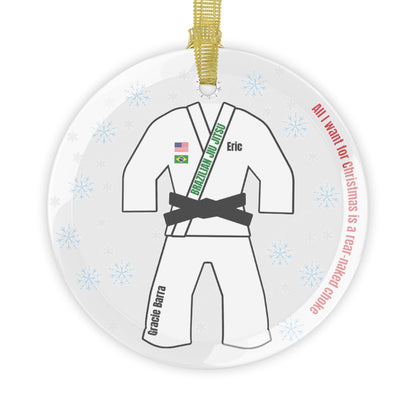 Personalized Jiu Jitsu/Judo Christmas Glass Ornament