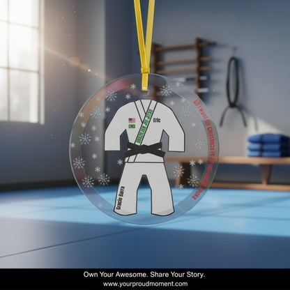 Personalized Jiu Jitsu/Judo Christmas Glass Ornament