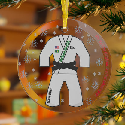 Personalized Jiu Jitsu/Judo Christmas Glass Ornament