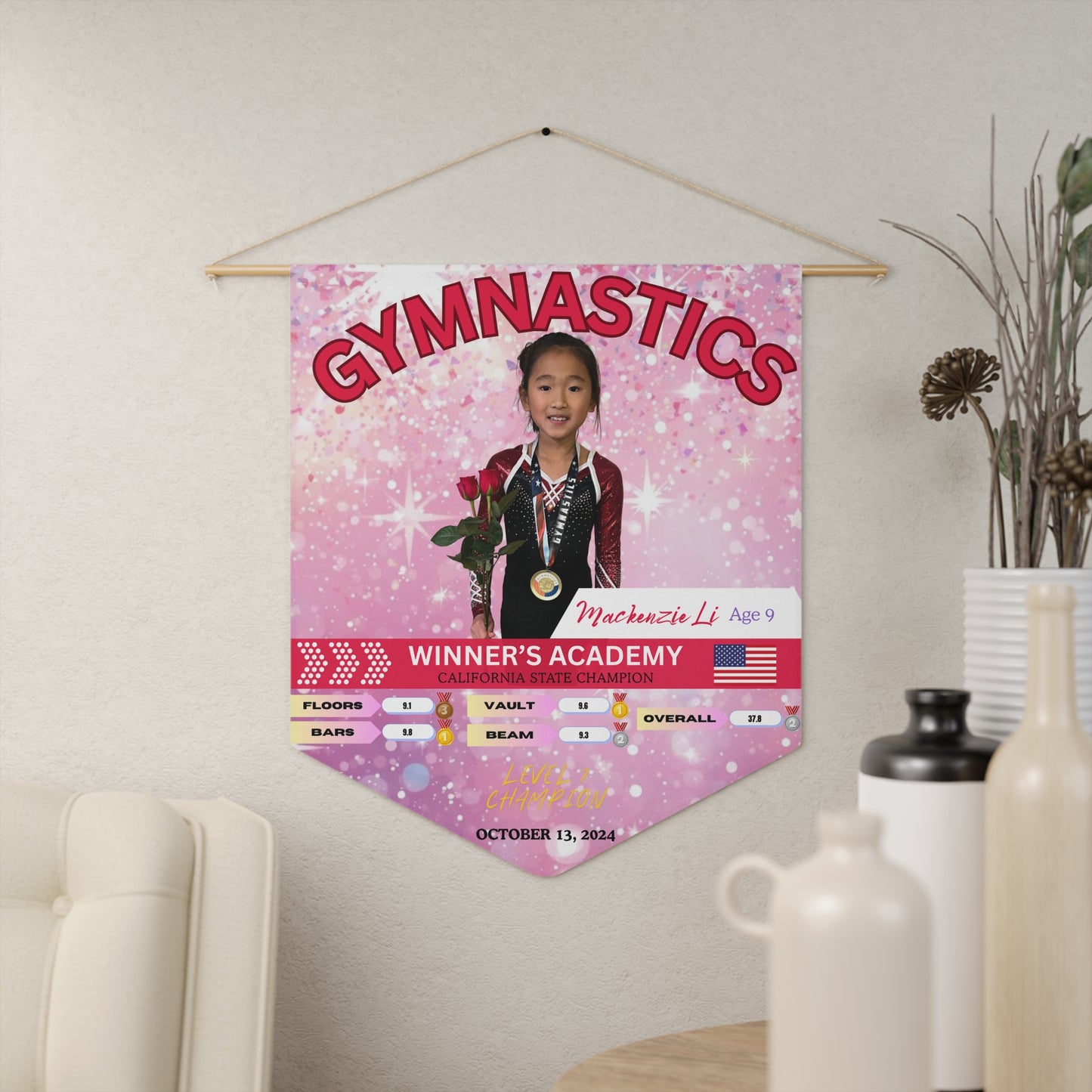 Personalized Gymnastics Pennant Banner - Award Ceremonies