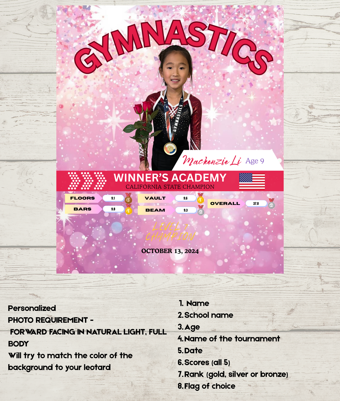 Personalized Gymnastics Pennant Banner - Award Ceremonies