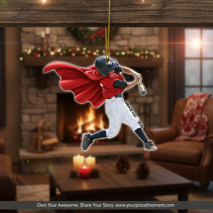 Personalized Cut Baseball Photo Ornament - Acrylic