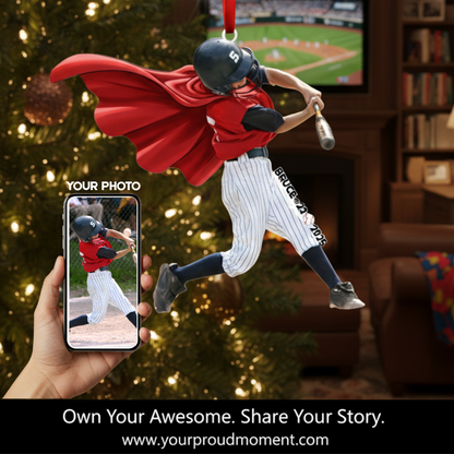Personalized Cut Baseball Photo Ornament - Acrylic