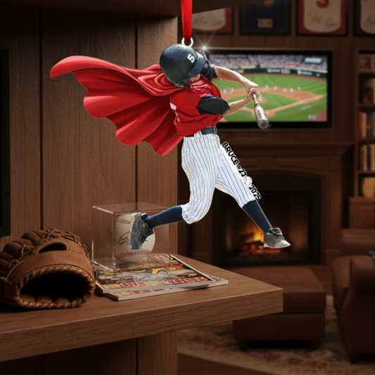 Personalized Cut Baseball Photo Ornament - Acrylic