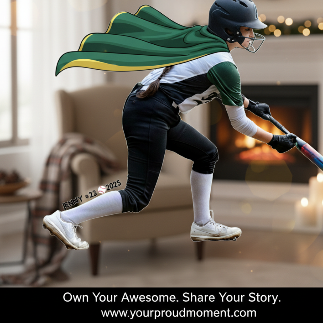 Custom Cut Softball Photo Acrylic Ornament