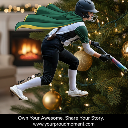 Custom Cut Softball Photo Acrylic Ornament