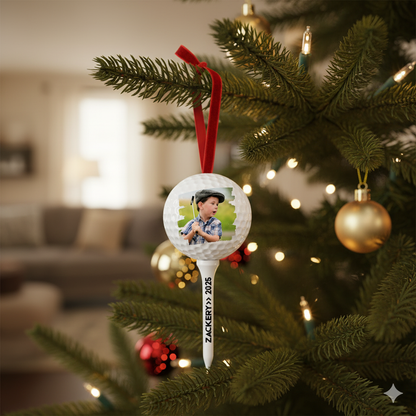 Personalized Golf Ball with Tee Ceramic Ornament