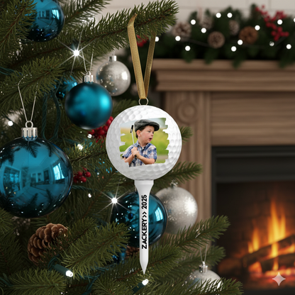 Personalized Golf Ball with Tee Ceramic Ornament