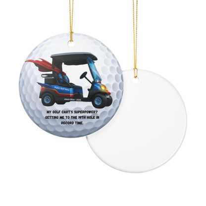 Ceramic Ornament Personalized Super Golf Hero Cart