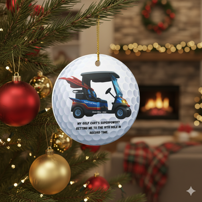 Ceramic Ornament Personalized Super Golf Hero Cart