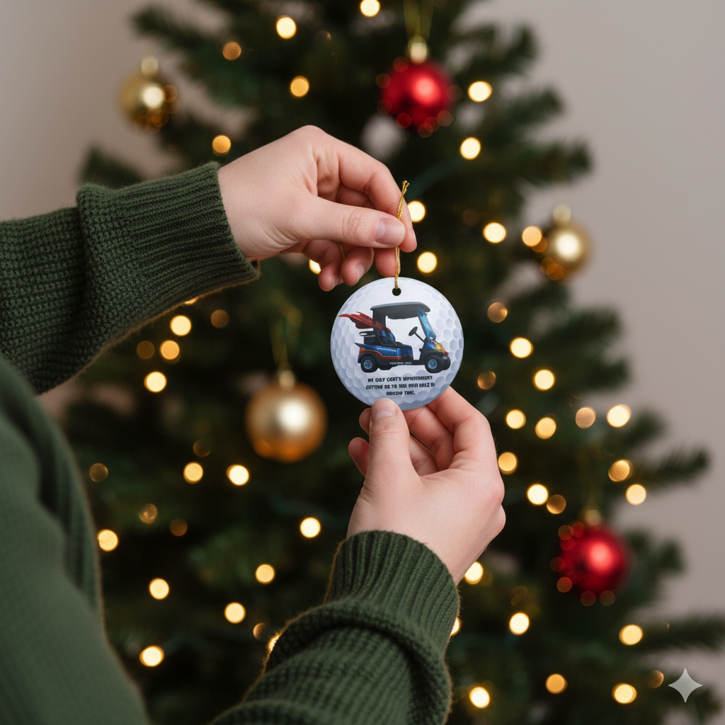 Ceramic Ornament Personalized Super Golf Hero Cart