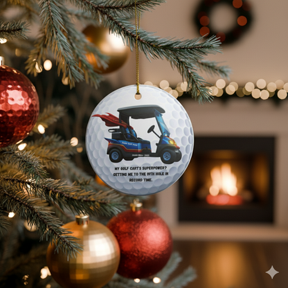 Ceramic Ornament Personalized Super Golf Hero Cart