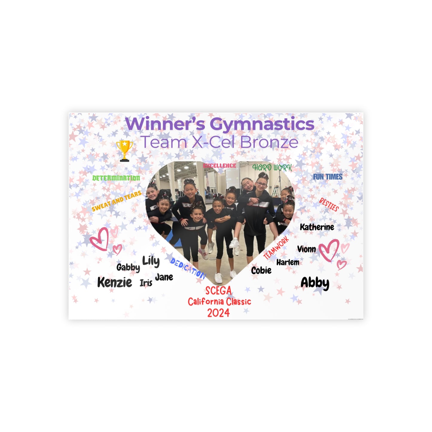 Personalized Gymnastics Wall Art, Custom Gloss Posters