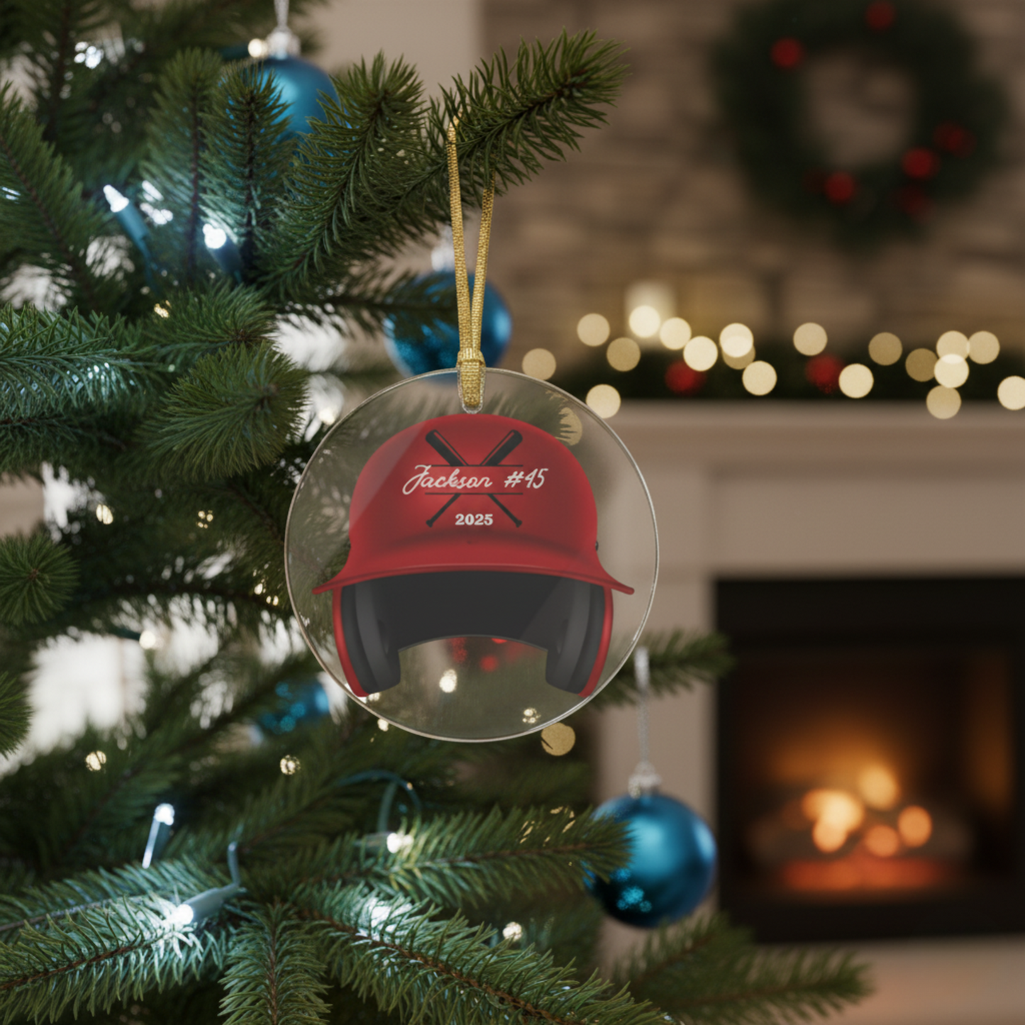 Personalized Baseball Helmet Christmas Ornaments - Acrylic