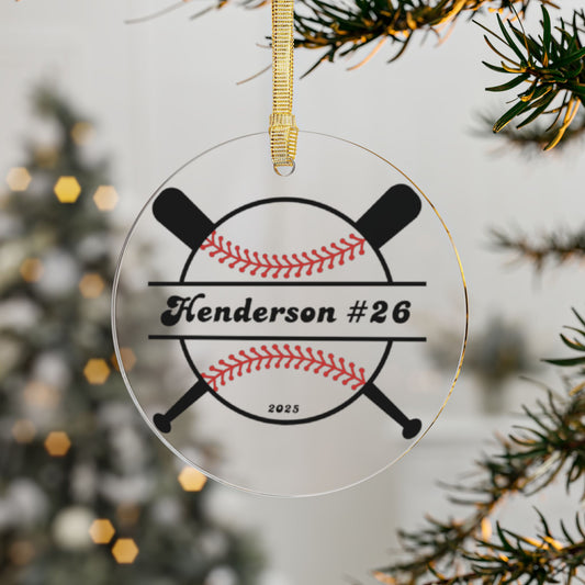 Personalized Baseball Ball with Bats Christmas Ornaments - Acrylic