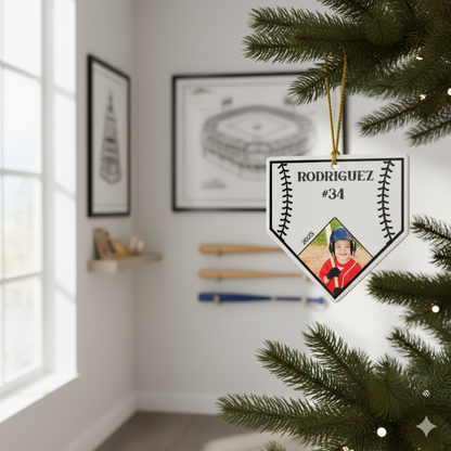 Personalized Baseball Diamond Mat Cut Ceramic Ornament