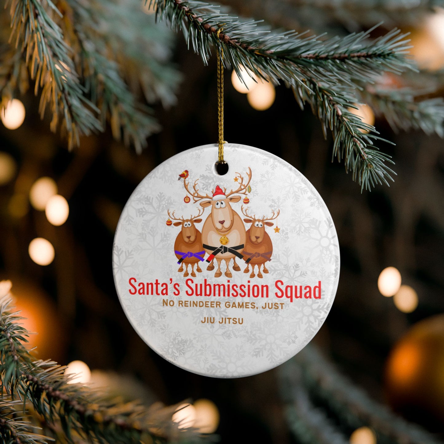 Jiu Jitsu Reindeers Squad Ceramic Ornament