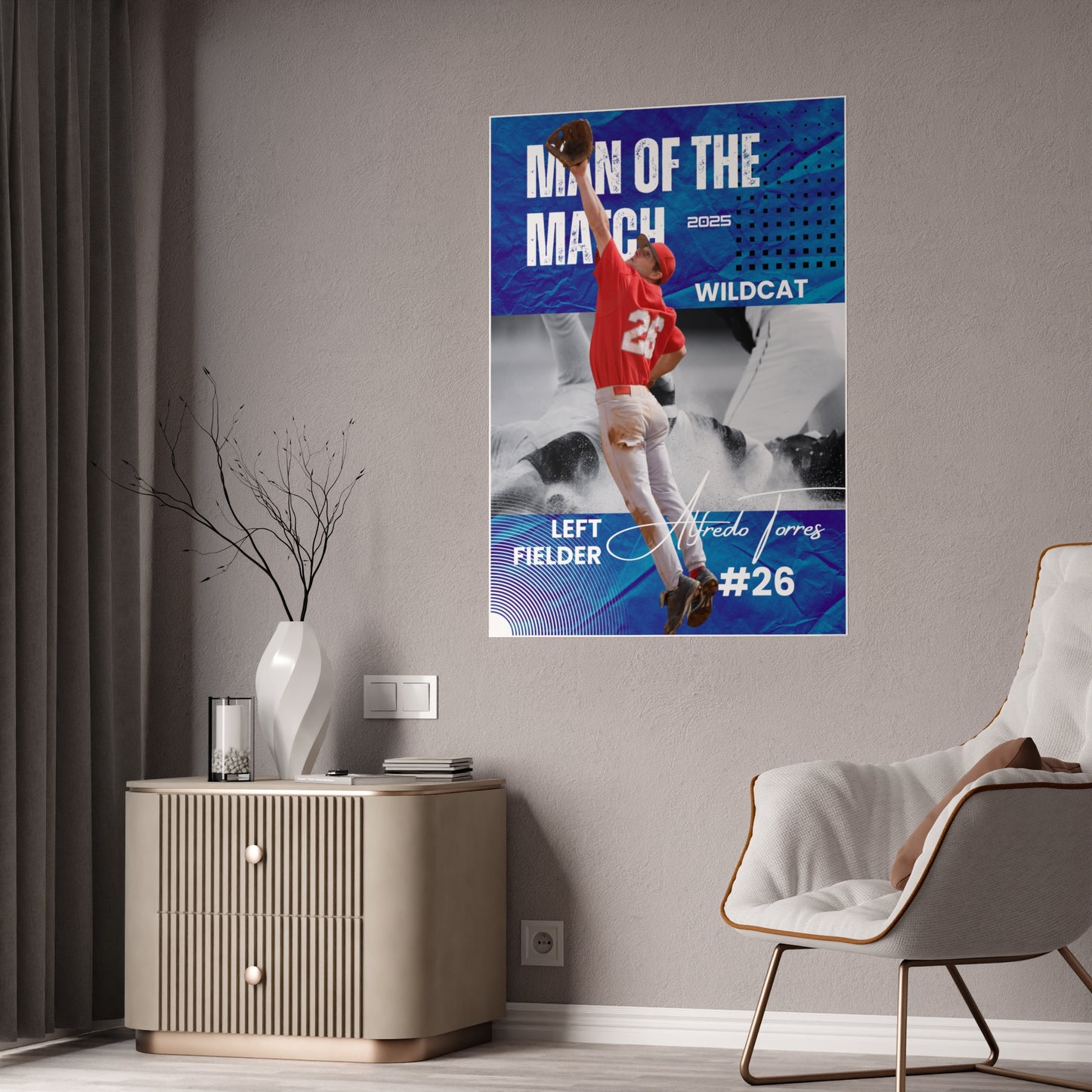 Personalized MVP Man of the Match Baseball Posters
