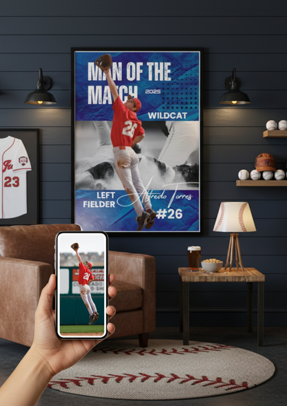 Personalized MVP Man of the Match Baseball Posters