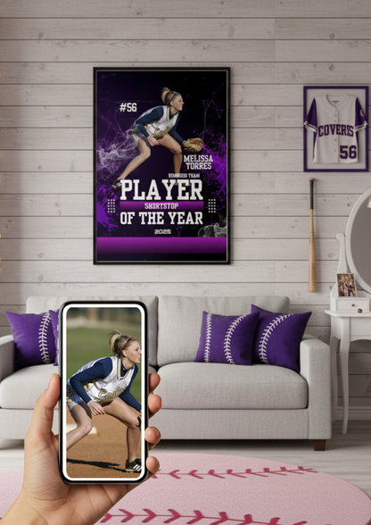 Personalized MVP Player of the Year Baseball Softball Posters