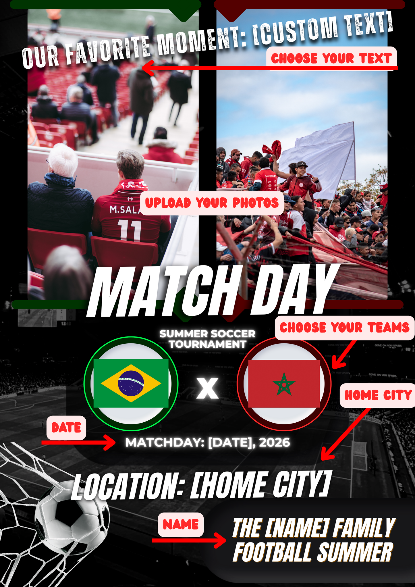 Personalized 2026 Soccer Family Watch Party Gloss Poster