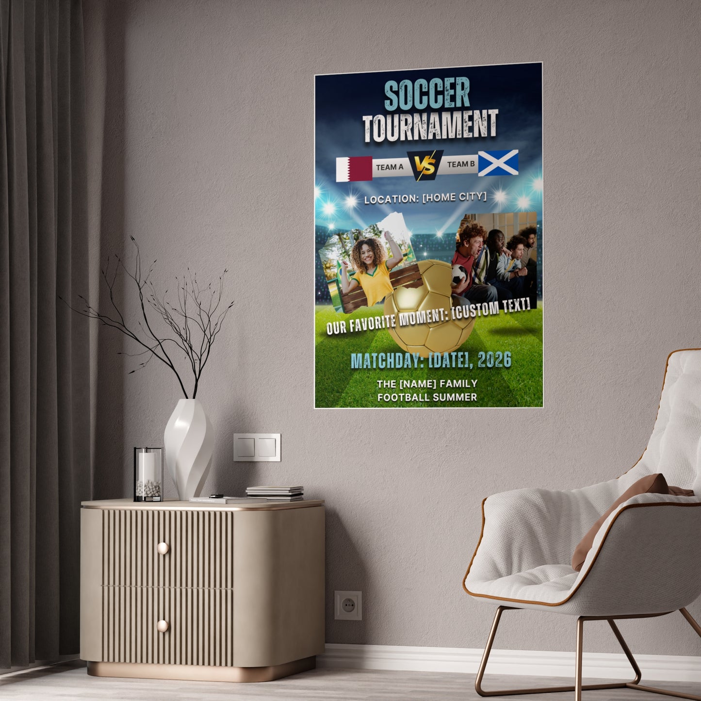 Personalized 2026 Soccer Family Watch Party Gloss Poster