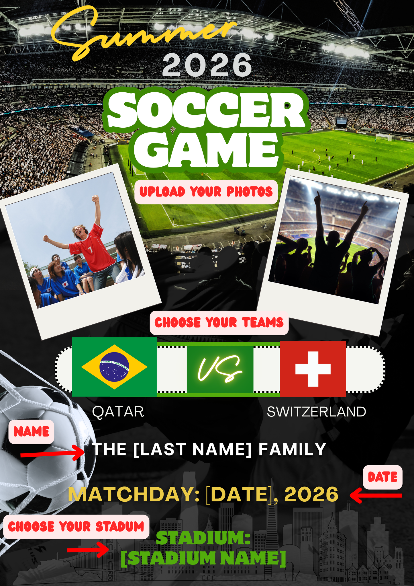 Personalized 2026 Soccer I was there Gloss Poster