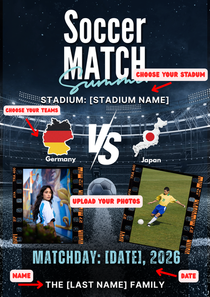 Personalized 2026 Soccer I was there Gloss Poster