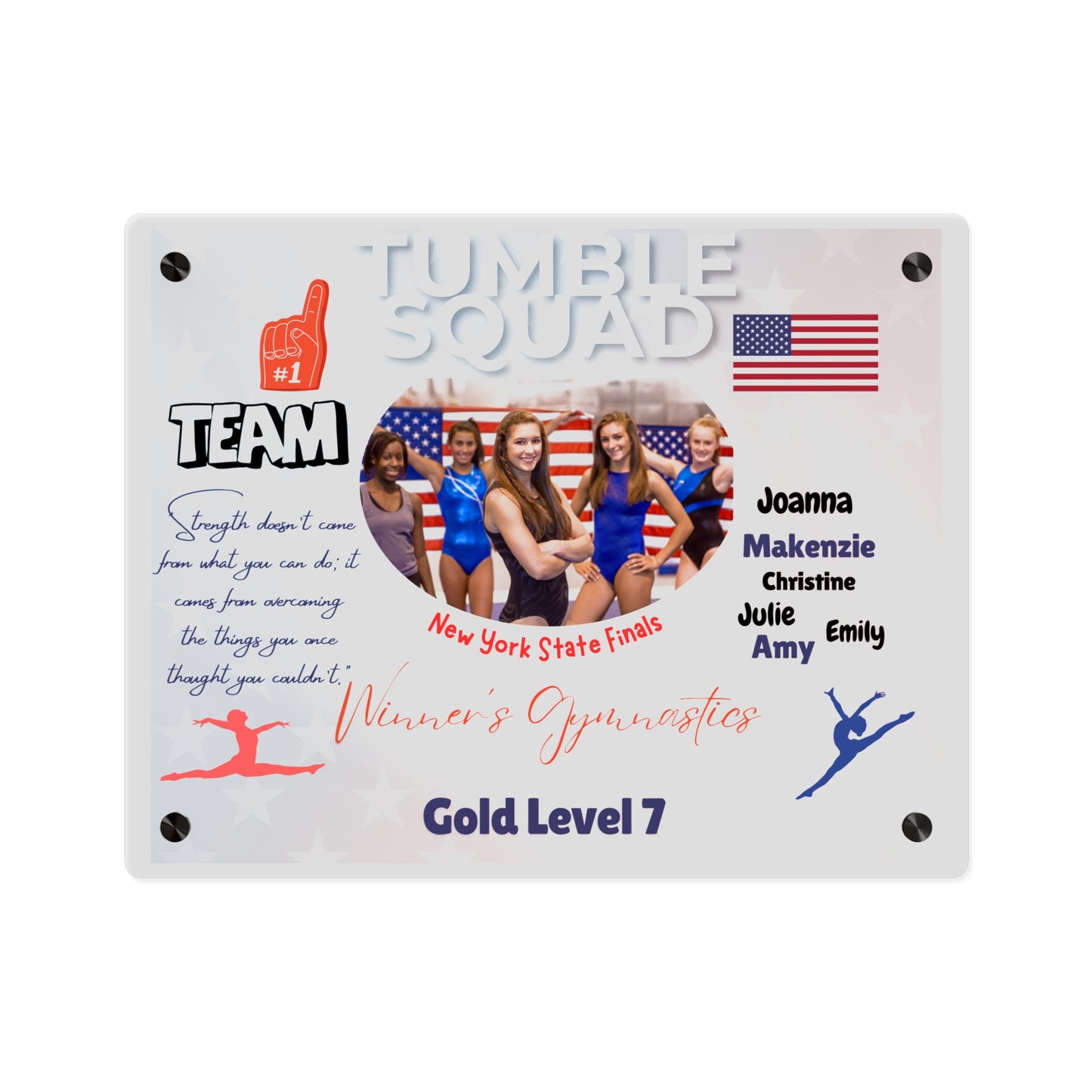 Personalized Acrylic Wall Art Panel -  Gymnastics Team Competition Events