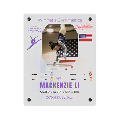Personalized Acrylic Wall Art Panel for Gymnastics Champions