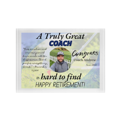 Personalized Retirement Photo Block for Coaches or Athletes - Customizable Gift with Inspiring Message