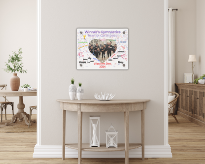 Personalized Acrylic Wall Art Panel -  Gymnastics Team Heart Theme
