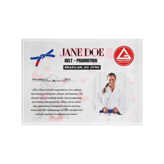 Personalized BJJ, Judo Belt Promotion Photo Block, Hearts Theme, Gift for Him and Her, Family Gifts